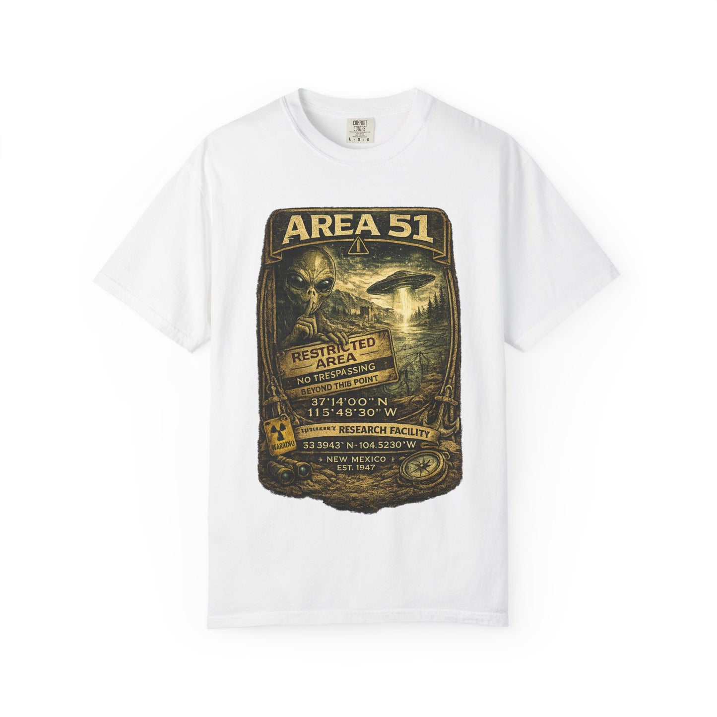 Area 51 Alien Poster T-Shirt — Vintage UFO Research Graphic Tee