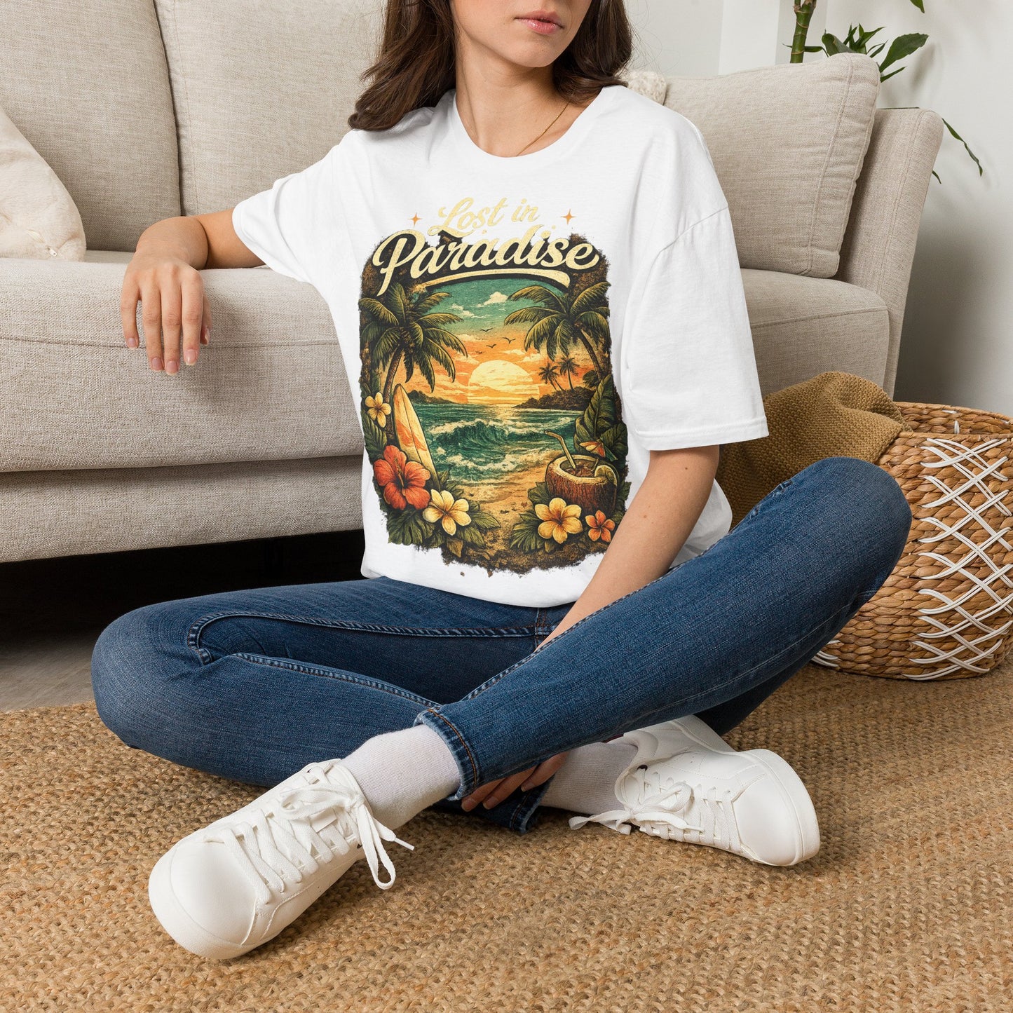 Lost in Paradise T-Shirt — Vintage Tropical Sunset Tee
