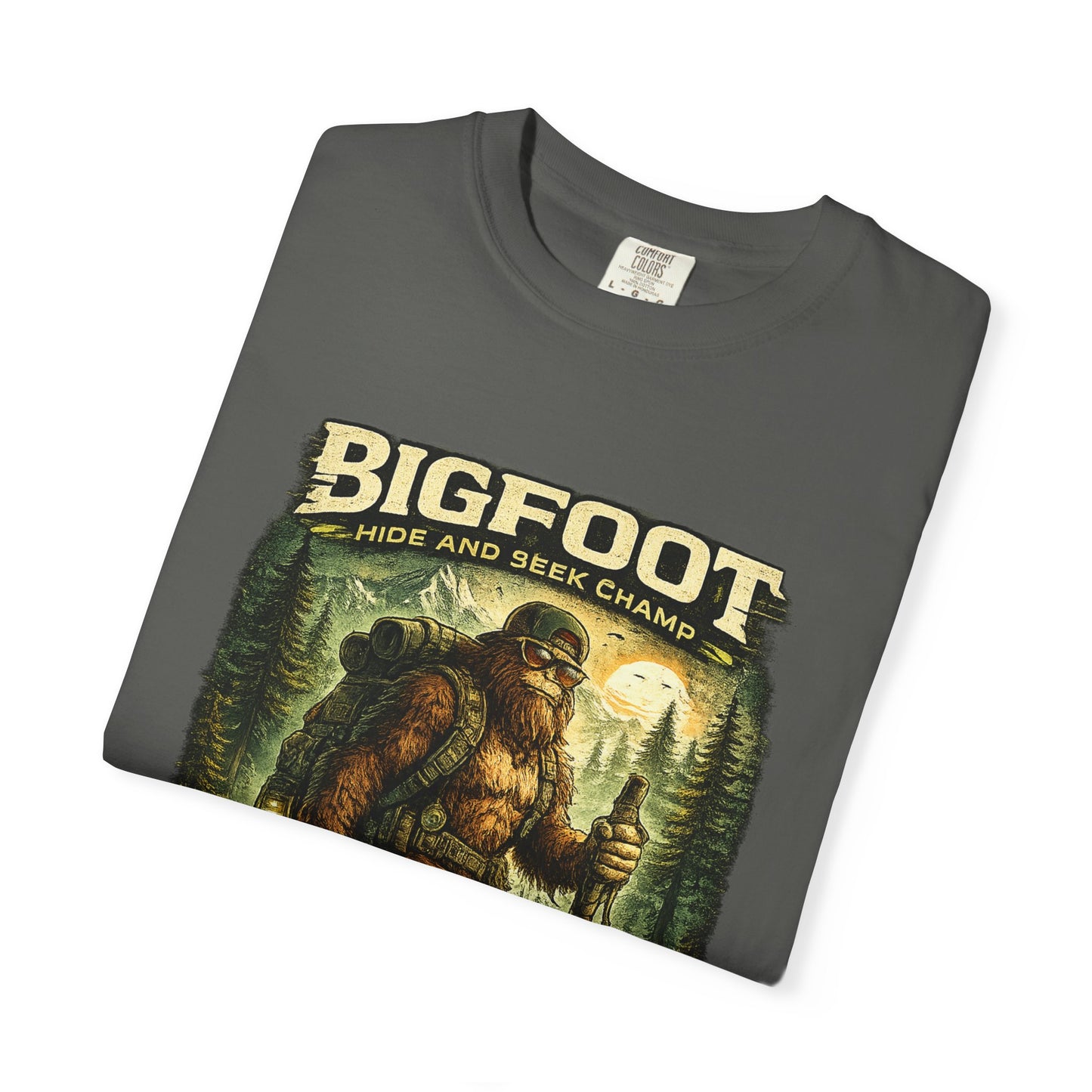 Bigfoot Graphic T-Shirt — "Believe the Legend" Retro Sasquatch Design