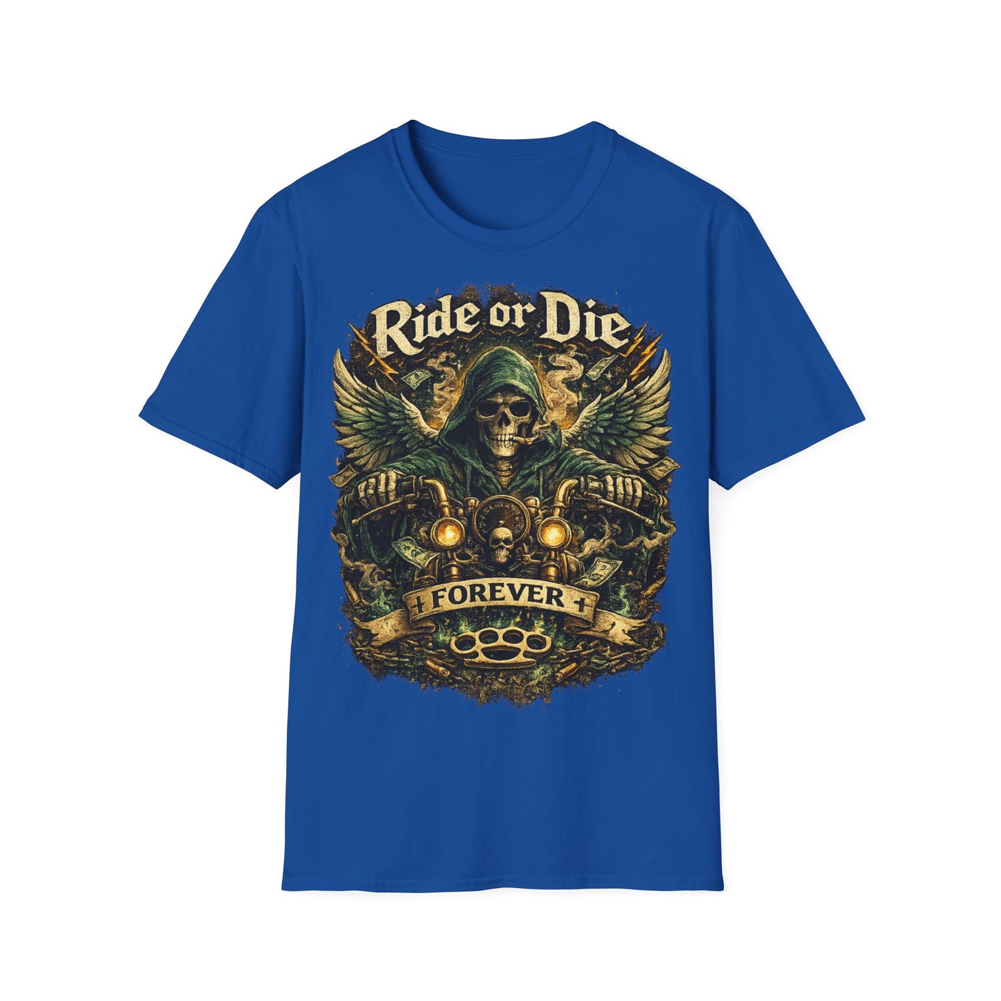 Ride or Die Motorcycle T‑Shirt — Grim Reaper Biker Graphic Tee