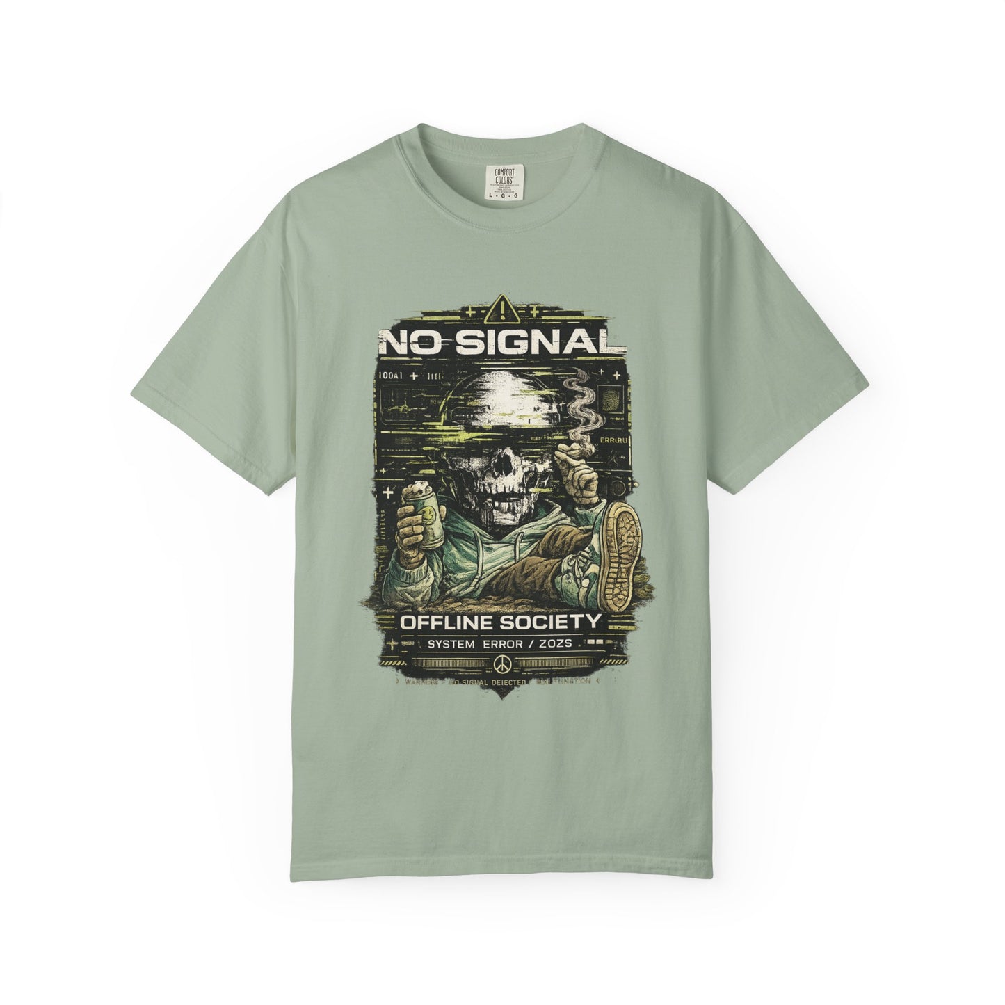 No Signal Skull T-Shirt — "Offline Society" Graphic Tee