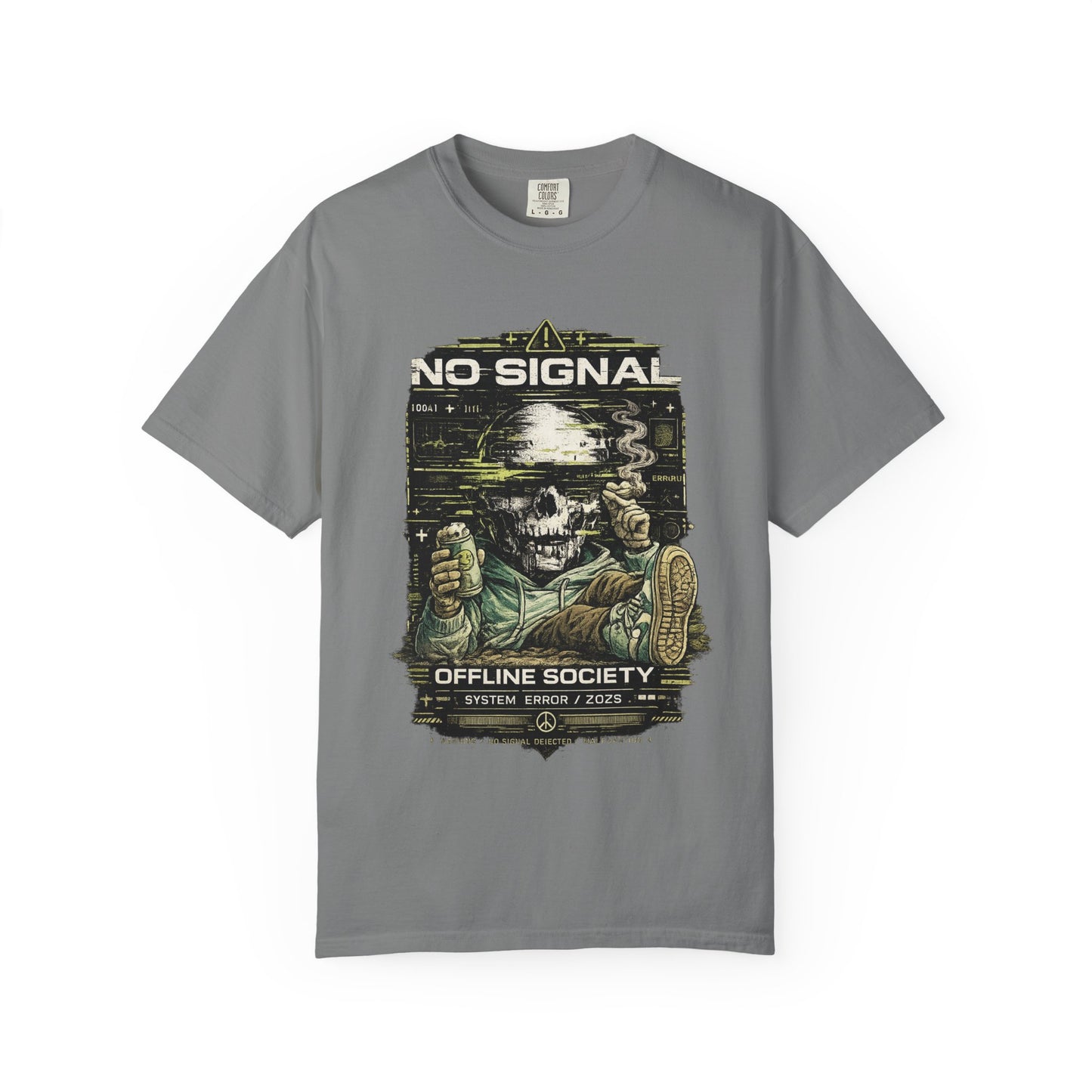 No Signal Skull T-Shirt — "Offline Society" Graphic Tee