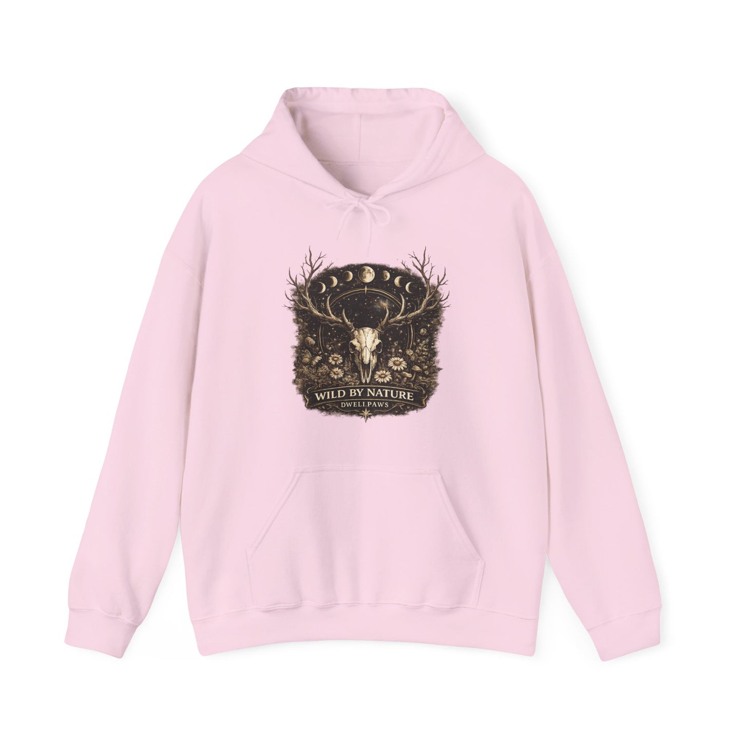 Wild By Nature Deer Skull Hoodie — Moon Phases Forest Graphic Sweatshirt