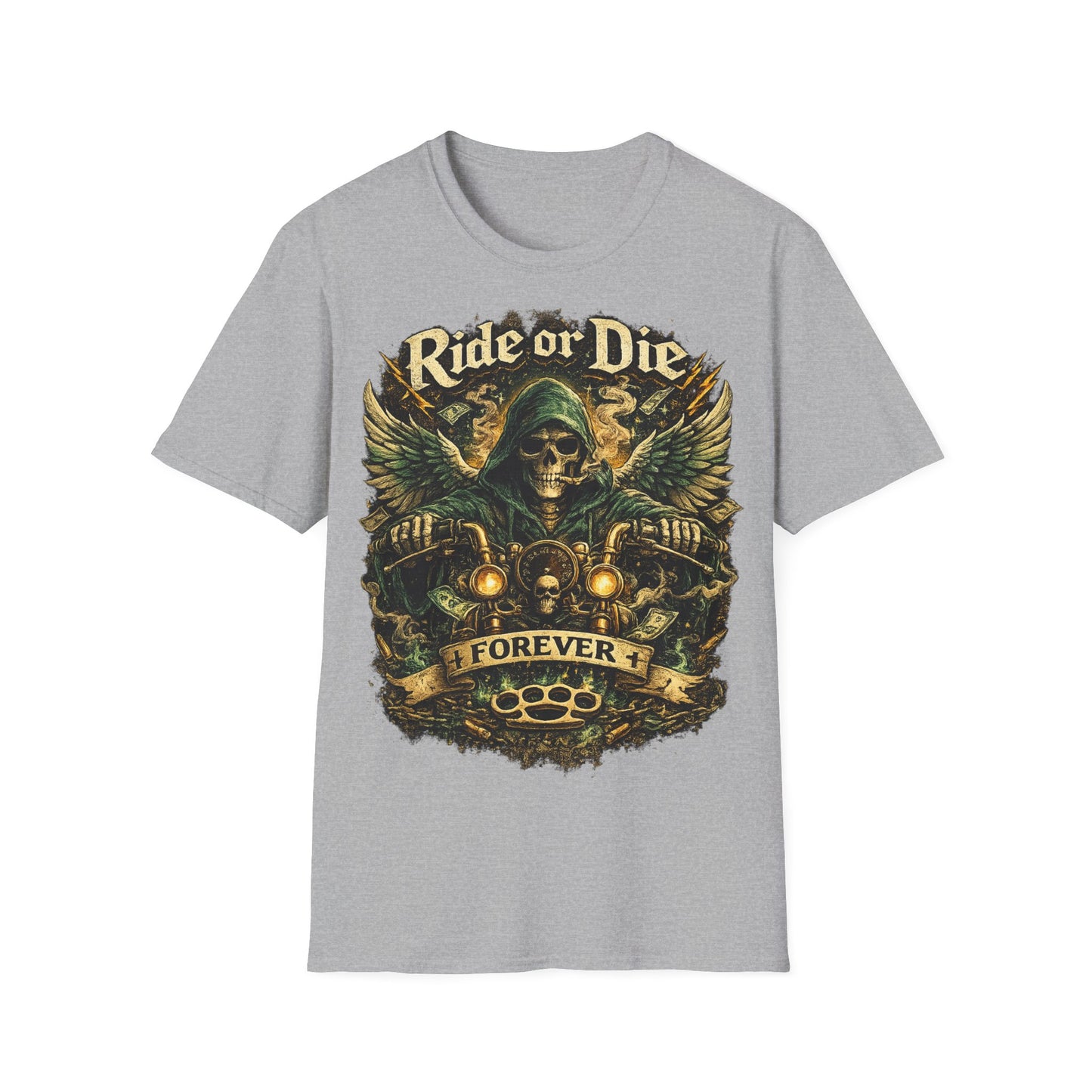 Ride or Die Motorcycle T‑Shirt — Grim Reaper Biker Graphic Tee