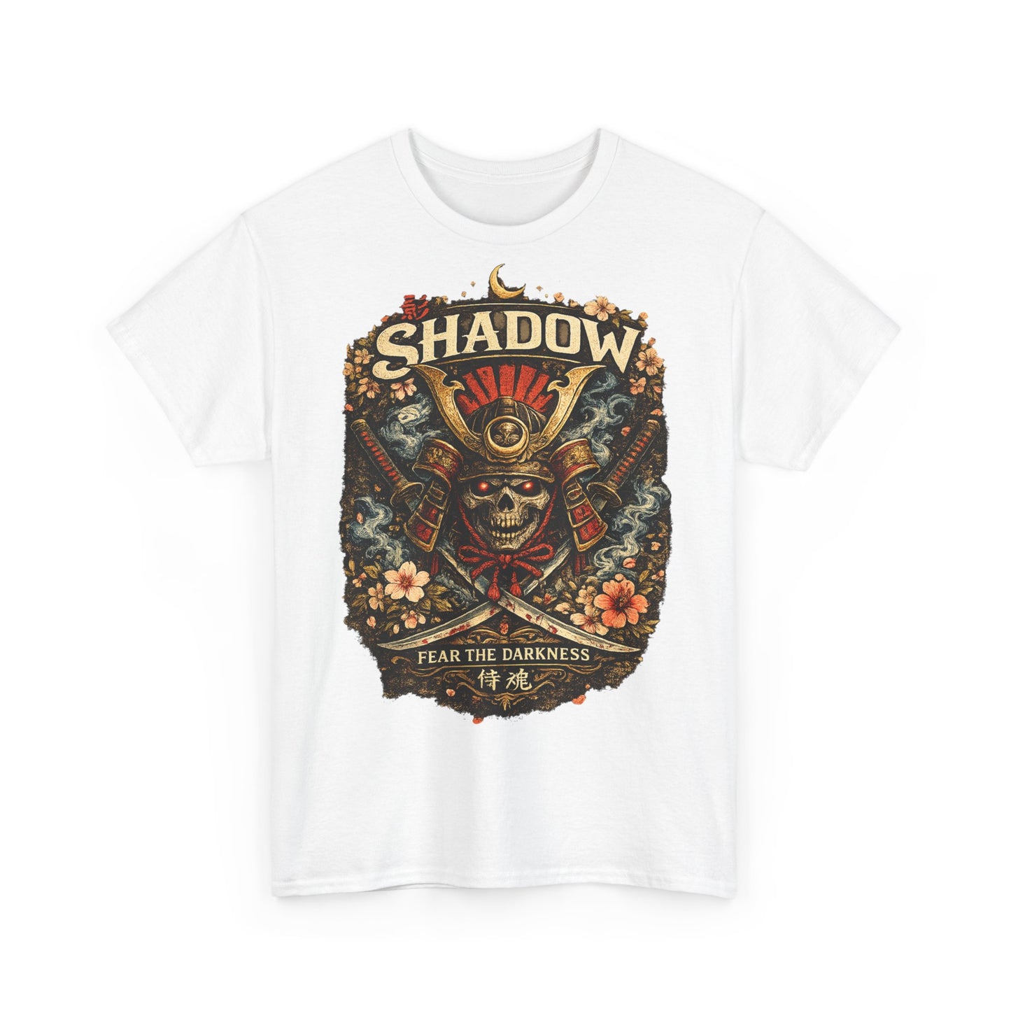 Shadow Samurai Skull Tee — "Fear the Darkness" Graphic T-Shirt