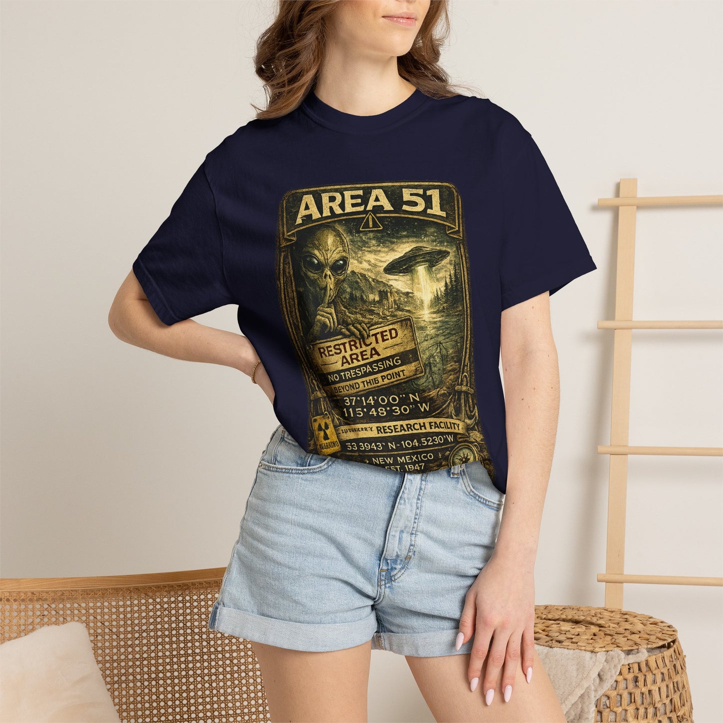 Area 51 Alien Poster T-Shirt — Vintage UFO Research Graphic Tee