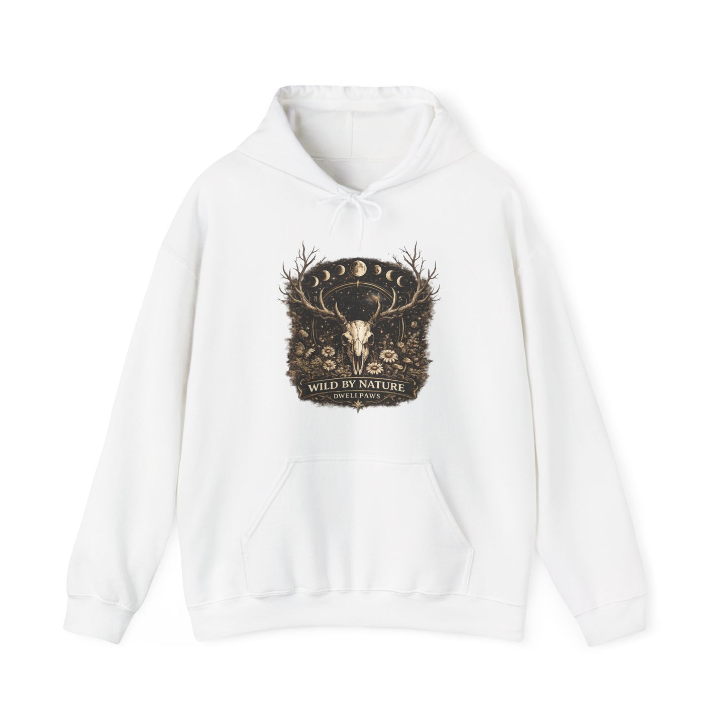Wild By Nature Deer Skull Hoodie — Moon Phases Forest Graphic Sweatshirt