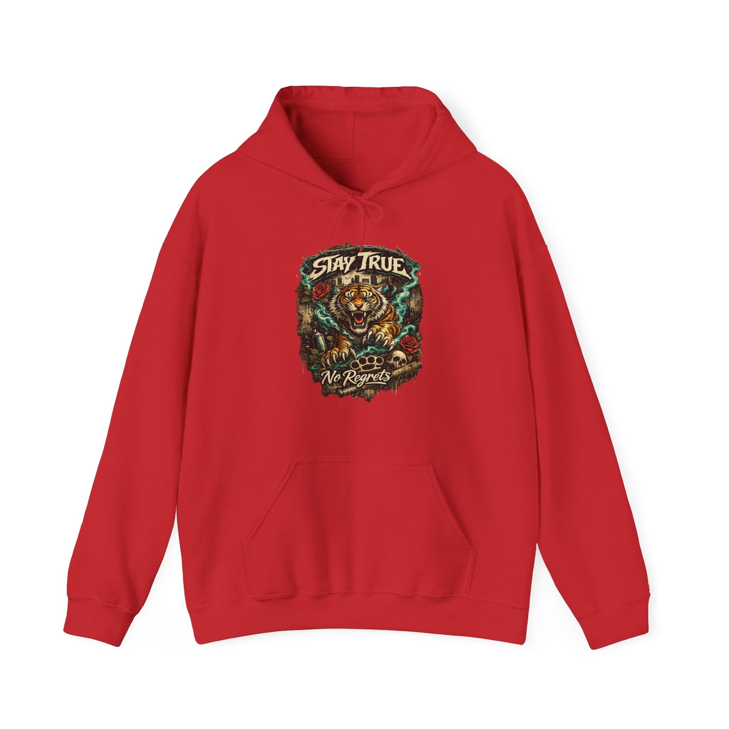 Stay True Tiger Hooded Sweatshirt — Vintage Floral Graphic Hoodie