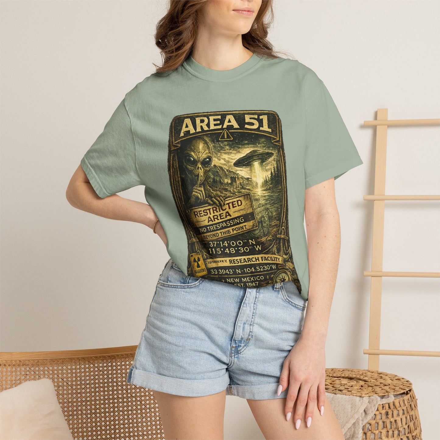 Area 51 Alien Poster T-Shirt — Vintage UFO Research Graphic Tee