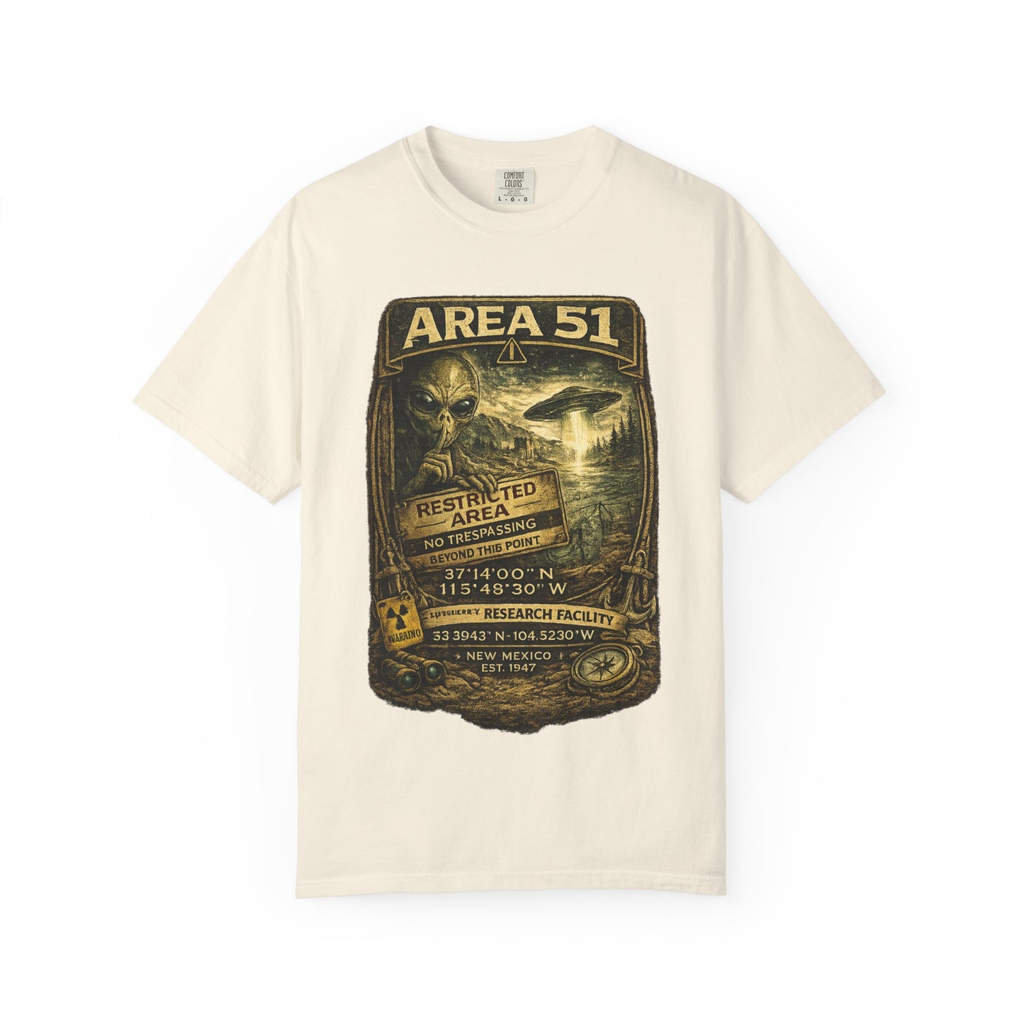 Area 51 Alien Poster T-Shirt — Vintage UFO Research Graphic Tee