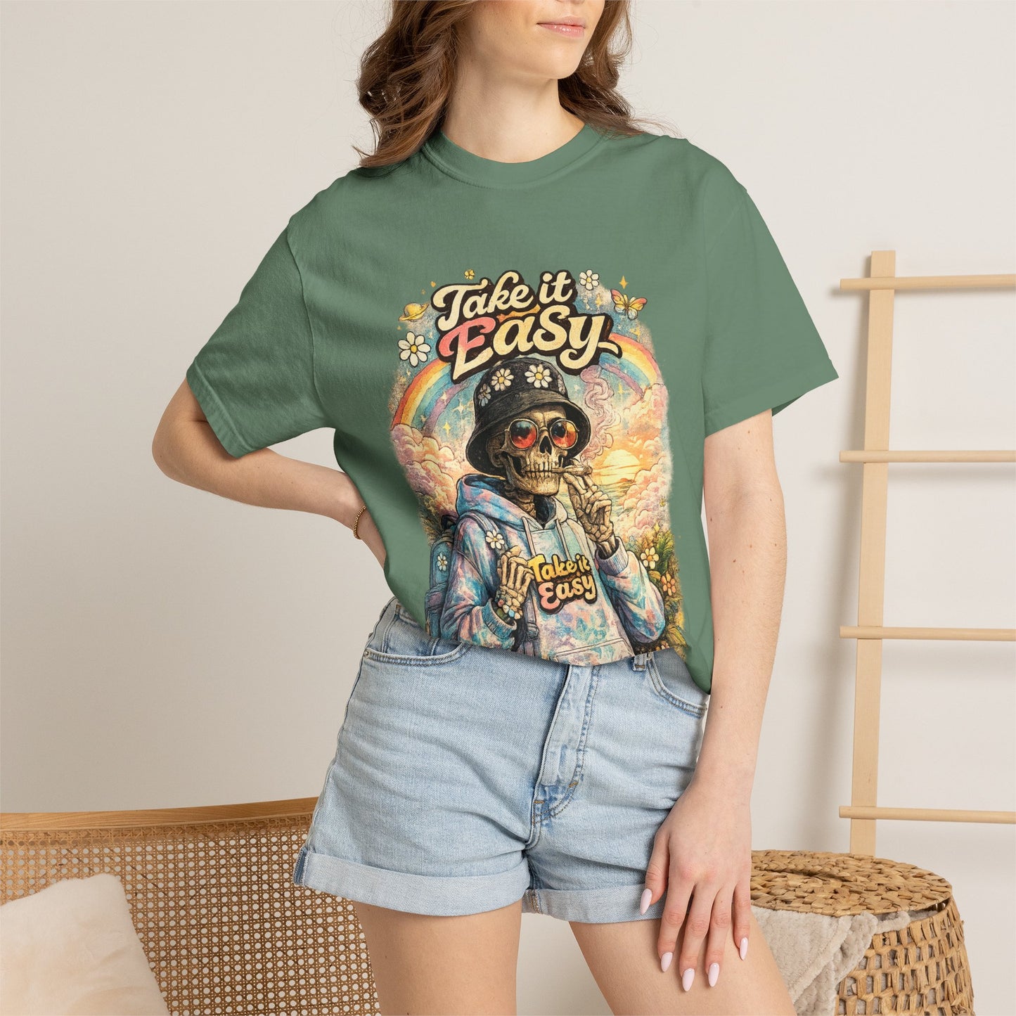 Take It Easy T-Shirt — Retro Sloth Graphic Tee, Chill Vibe Casual Shirt