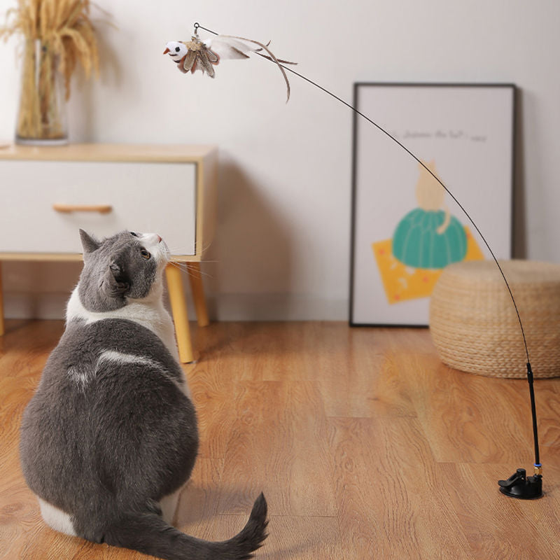 Interactive Feather Pole Toy for Cats