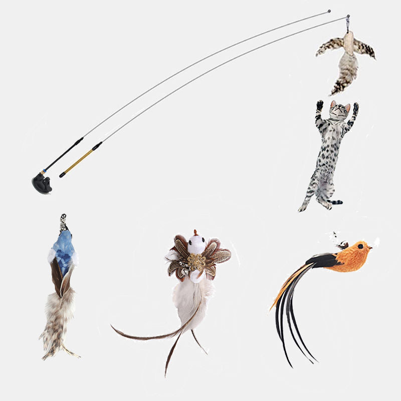 Interactive Feather Pole Toy for Cats